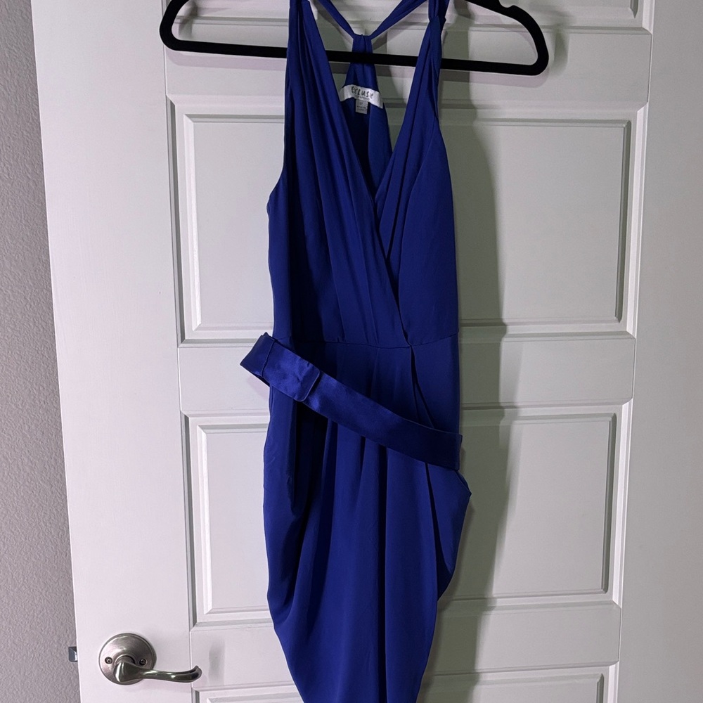 Silk Elegant Blue Women's Dress